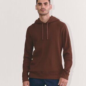 Everlane The Waffle-Knit Hoodie, XS, Dark Mahogany